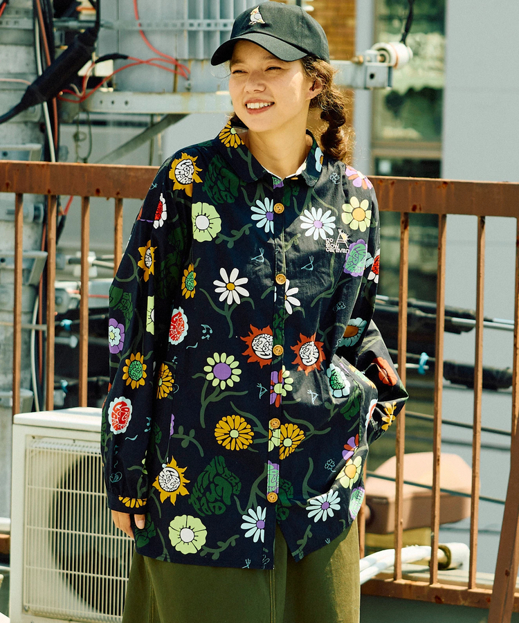 go slow caravan(ゴースローキャラバン) |オリジナル総柄Ptギャザーシャツ (WOMENS)