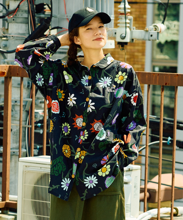 go slow caravan(ゴースローキャラバン) |オリジナル総柄Ptギャザーシャツ (WOMENS)