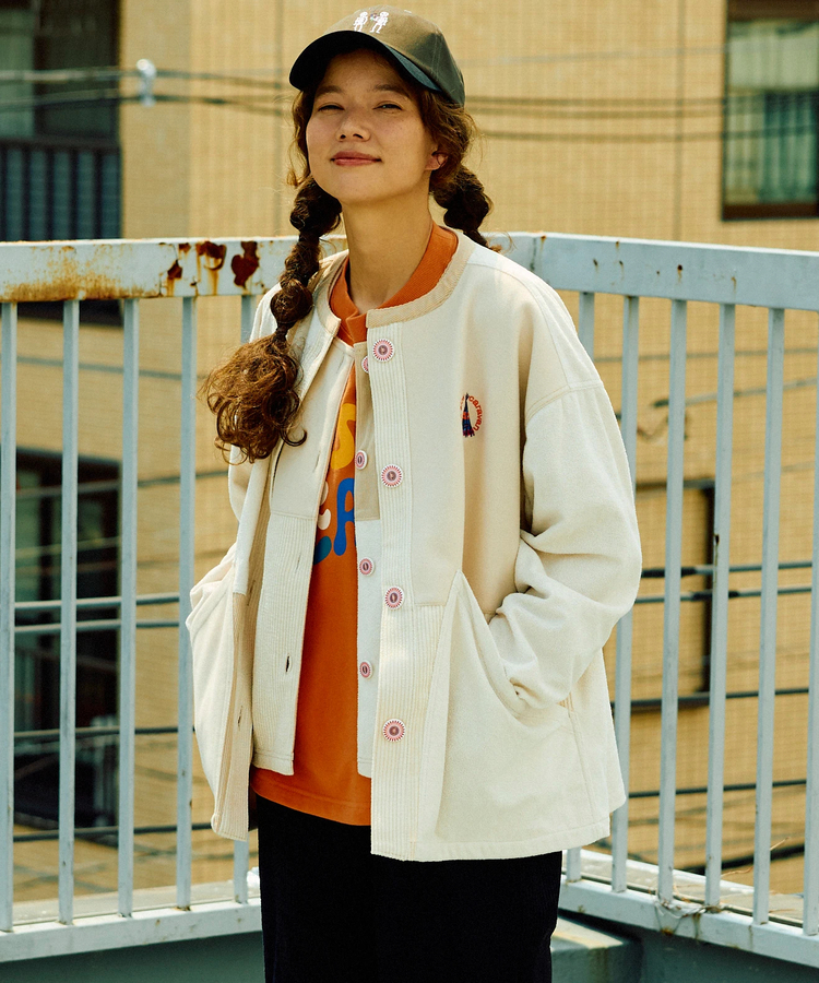 go slow caravan(ゴースローキャラバン) |フェイクメルトン/コーデュロイMIX切替BIGポケットJK (WOMENS)