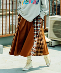 go slow caravan(ゴースローキャラバン) |ベロア×フランネルパッチワークスカート (WOMENS)