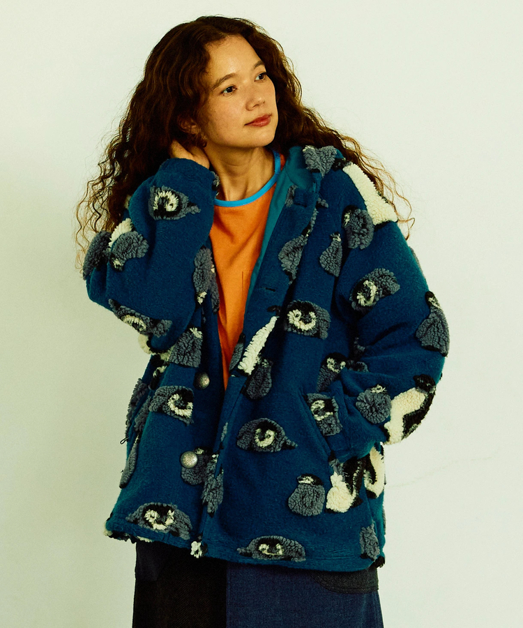 go slow caravan(ゴースローキャラバン) |オリジナルジャガードボアコンチョパーカージャケット (WOMENS)
