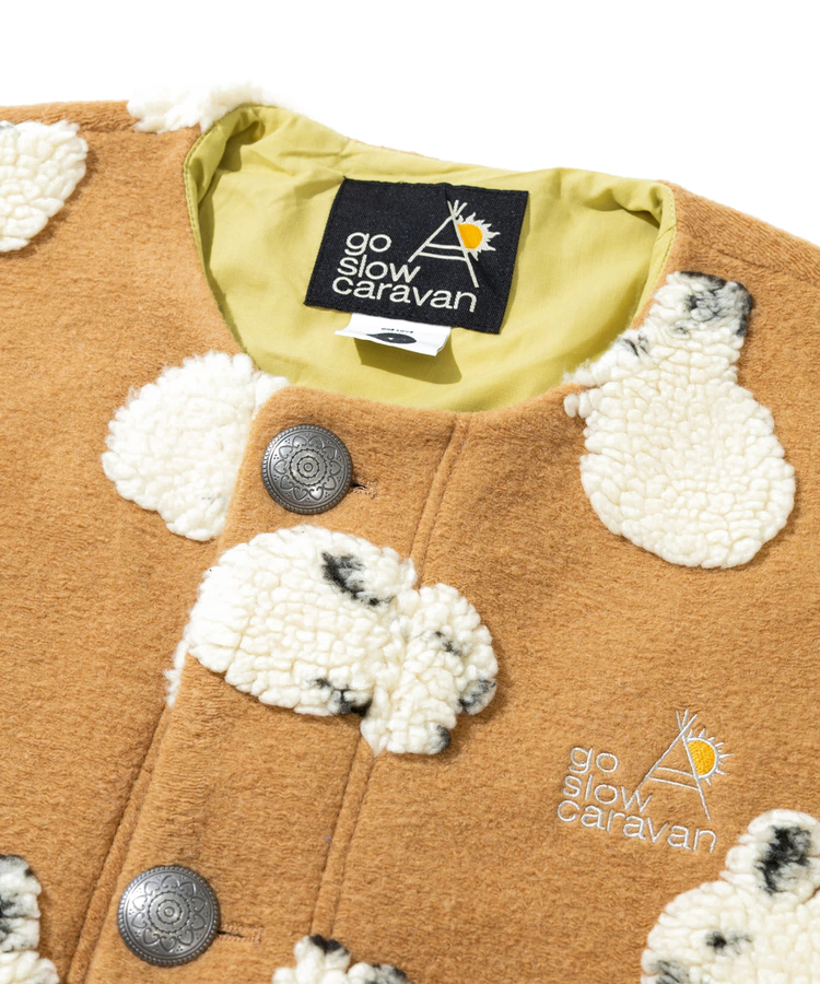 go slow caravan(ゴースローキャラバン) |オリジナルジャガードボアノーカラーコンチョコート (WOMENS)