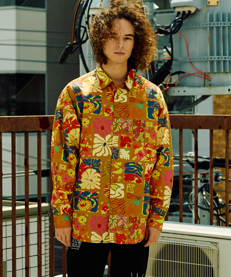 go slow caravan(ゴースローキャラバン) |ブロード総柄プリントR/Gシャツ (MENS/WOMENS)