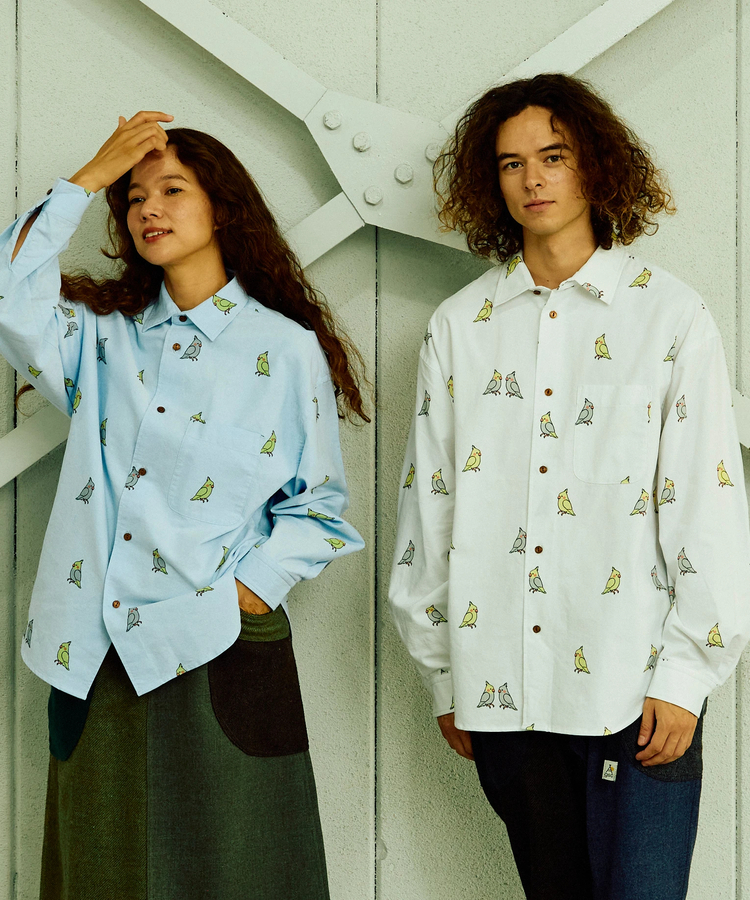 go slow caravan(ゴースローキャラバン) |オックス総柄プリントR/Gシャツ (MENS/WOMENS)