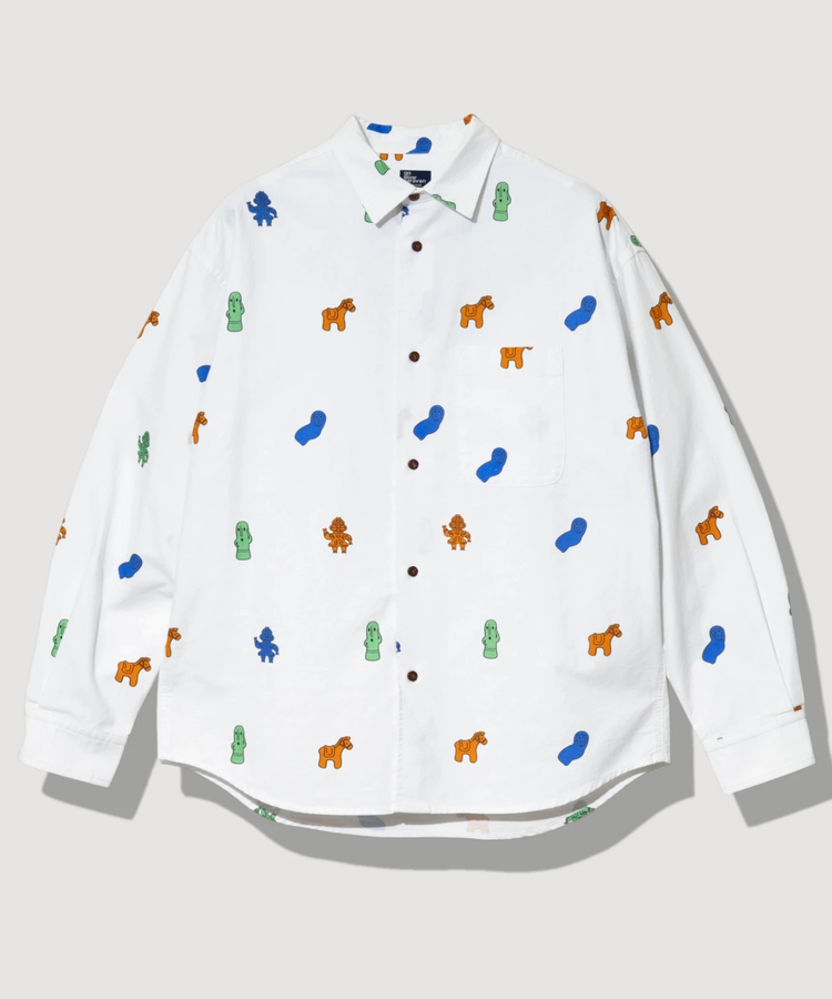 go slow caravan(ゴースローキャラバン) |オックス総柄プリントR/Gシャツ (MENS/WOMENS)