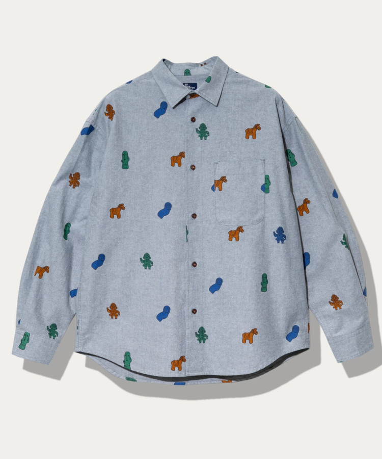 go slow caravan(ゴースローキャラバン) |オックス総柄プリントR/Gシャツ (MENS/WOMENS)