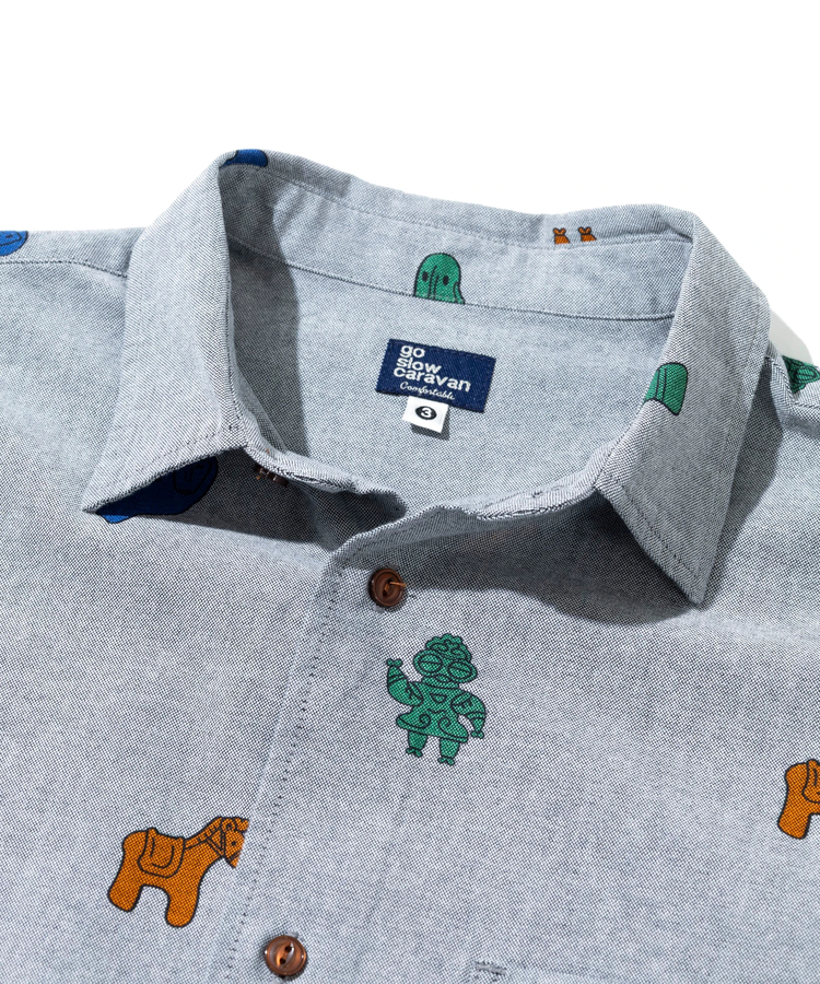go slow caravan(ゴースローキャラバン) |オックス総柄プリントR/Gシャツ (MENS/WOMENS)