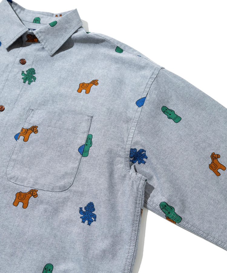 go slow caravan(ゴースローキャラバン) |オックス総柄プリントR/Gシャツ (MENS/WOMENS)