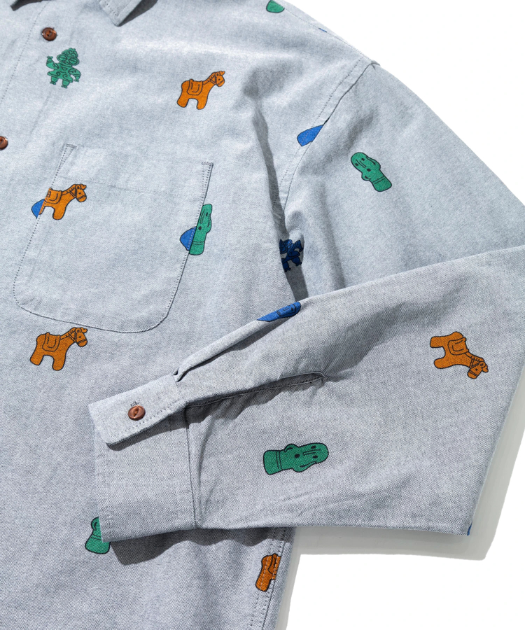 go slow caravan(ゴースローキャラバン) |オックス総柄プリントR/Gシャツ (MENS/WOMENS)