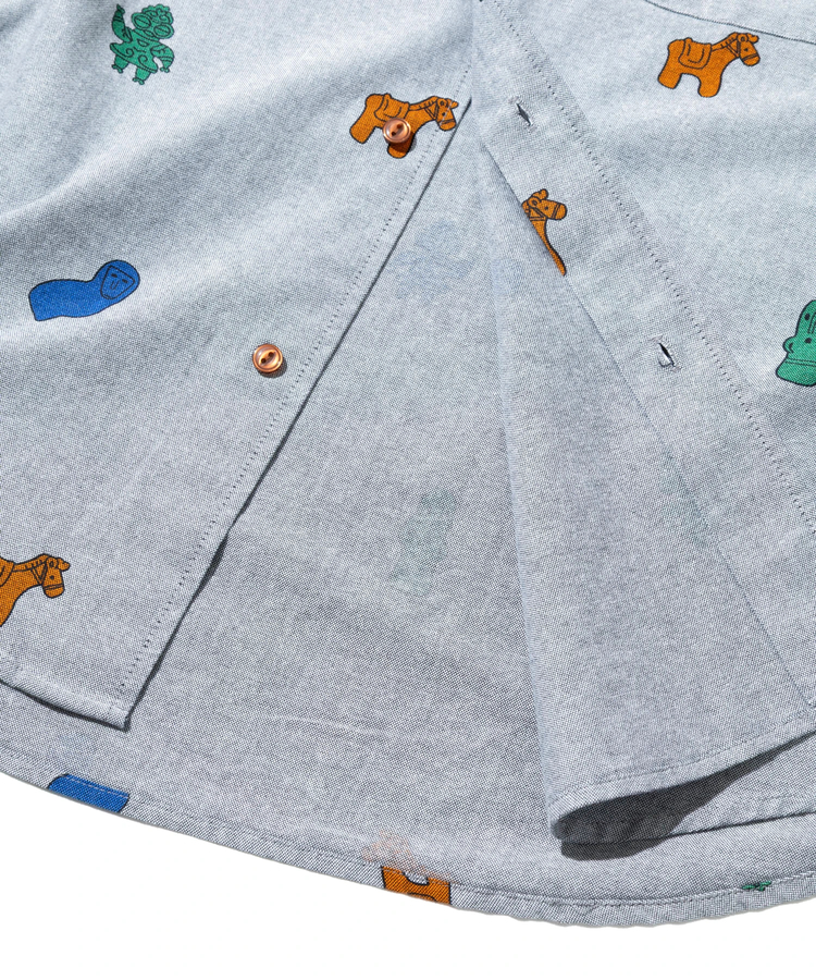 go slow caravan(ゴースローキャラバン) |オックス総柄プリントR/Gシャツ (MENS/WOMENS)