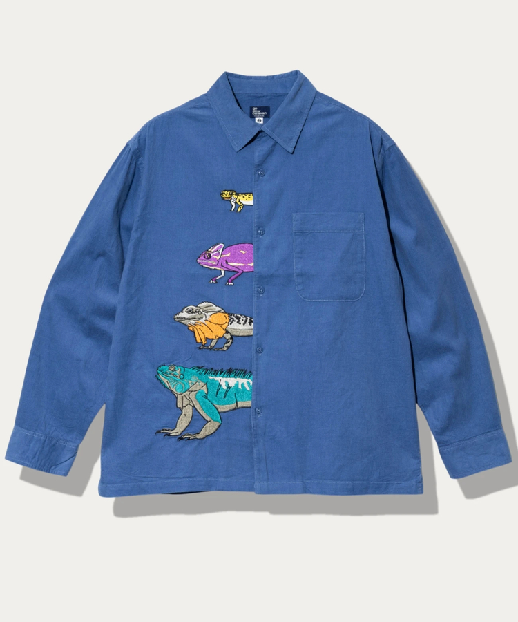 go slow caravan(ゴースローキャラバン) |コーデュロイ前立て刺繍R/Gシャツ (MENS/WOMENS)