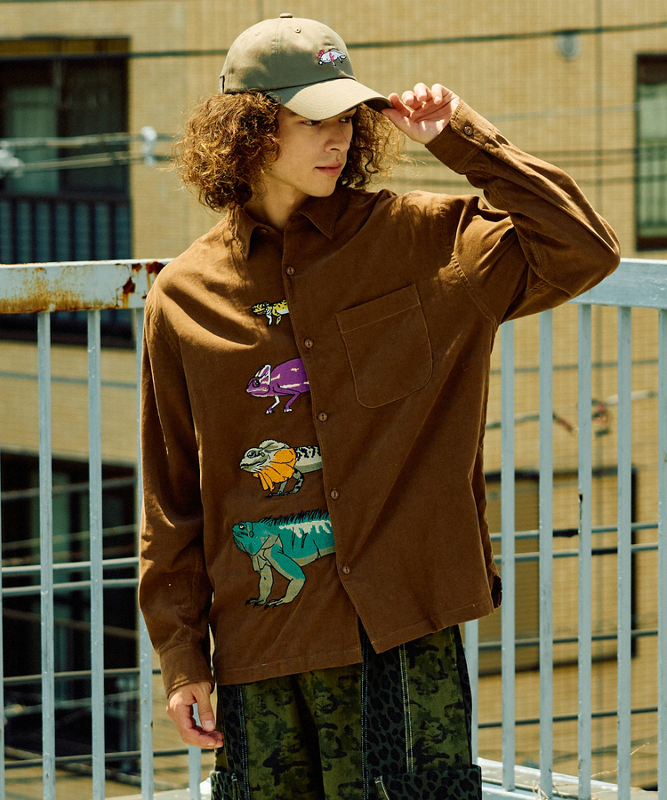 go slow caravan(ゴースローキャラバン) |コーデュロイ前立て刺繍R/Gシャツ (MENS/WOMENS)