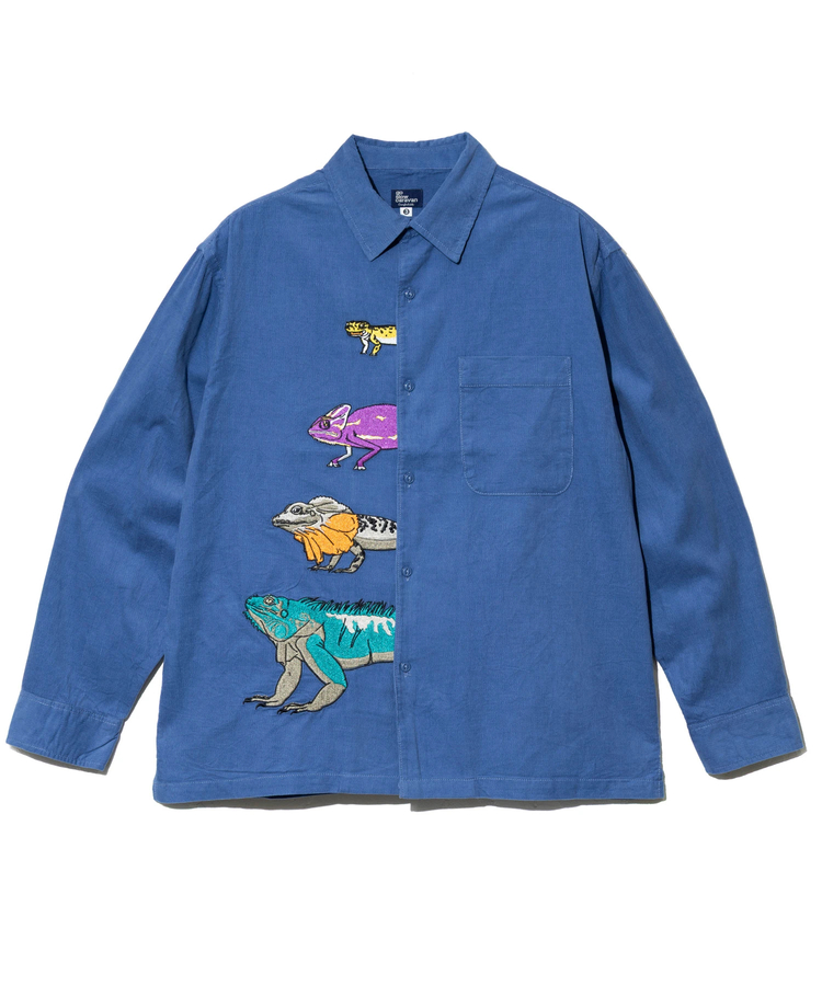 go slow caravan(ゴースローキャラバン) |コーデュロイ前立て刺繍R/Gシャツ (MENS/WOMENS)