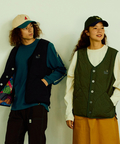 go slow caravan(ゴースローキャラバン) |無地×総柄リバーシブルパディングベスト (MENS)