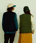 go slow caravan(ゴースローキャラバン) |無地×総柄リバーシブルパディングベスト (MENS)
