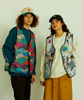 go slow caravan(ゴースローキャラバン) |無地×総柄リバーシブルパディングベスト (MENS)