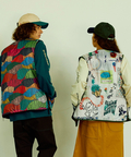 go slow caravan(ゴースローキャラバン) |無地×総柄リバーシブルパディングベスト (MENS)