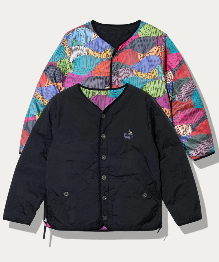 go slow caravan(ゴースローキャラバン) | 無地×総柄リバーシブルパディングカーデ (MENS/WOMENS)
