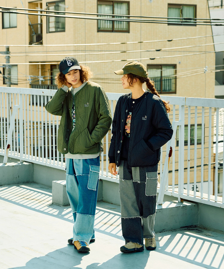 go slow caravan(ゴースローキャラバン) | 無地×総柄リバーシブルパディングカーデ (MENS/WOMENS)