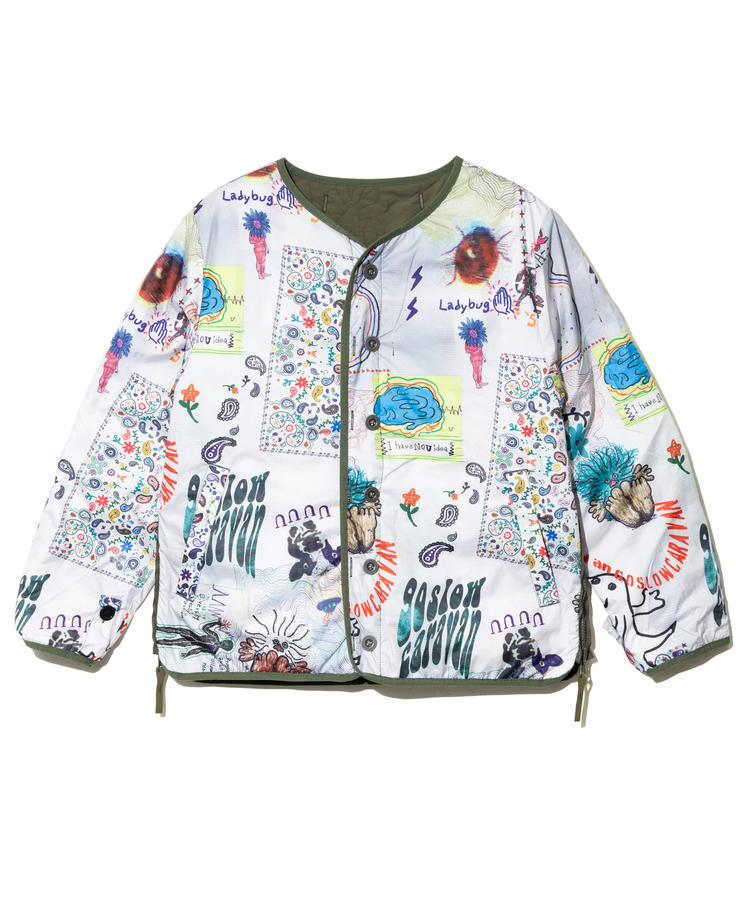 go slow caravan(ゴースローキャラバン) | 無地×総柄リバーシブルパディングカーデ (MENS/WOMENS)