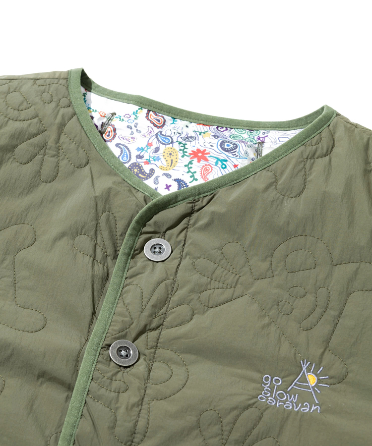 go slow caravan(ゴースローキャラバン) | 無地×総柄リバーシブルパディングカーデ (MENS/WOMENS)