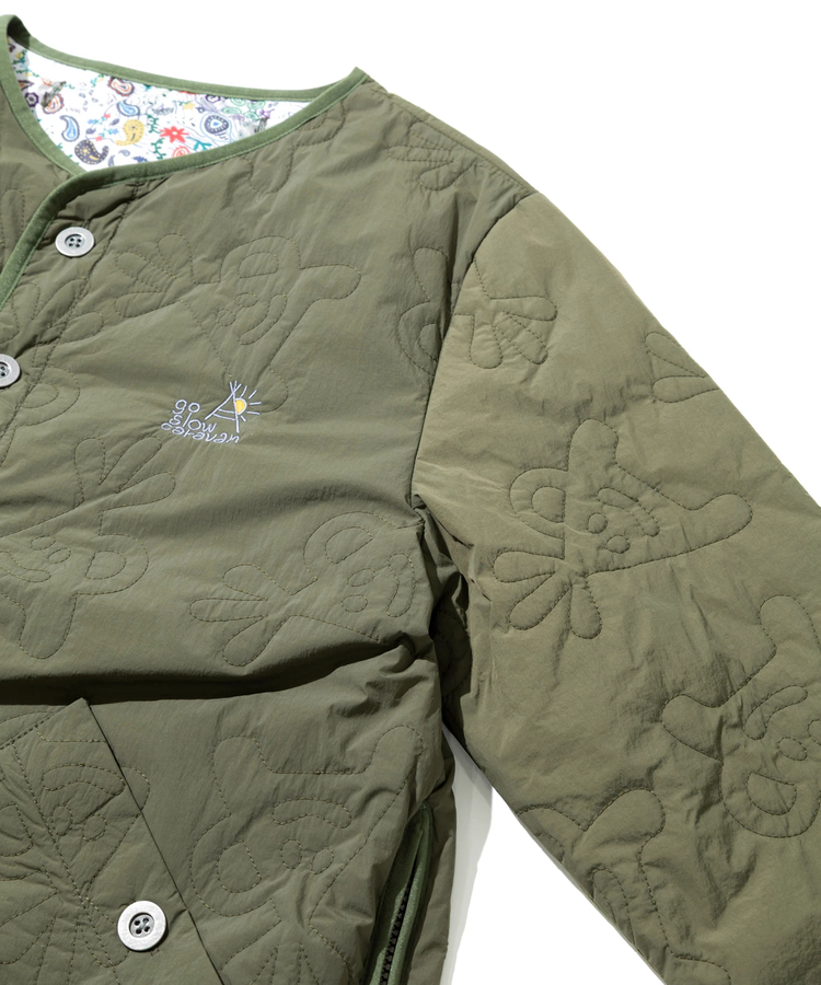 go slow caravan(ゴースローキャラバン) | 無地×総柄リバーシブルパディングカーデ (MENS/WOMENS)