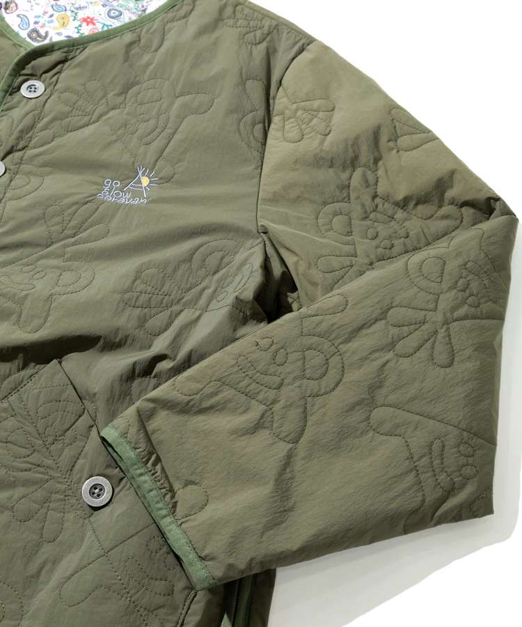 go slow caravan(ゴースローキャラバン) | 無地×総柄リバーシブルパディングカーデ (MENS/WOMENS)