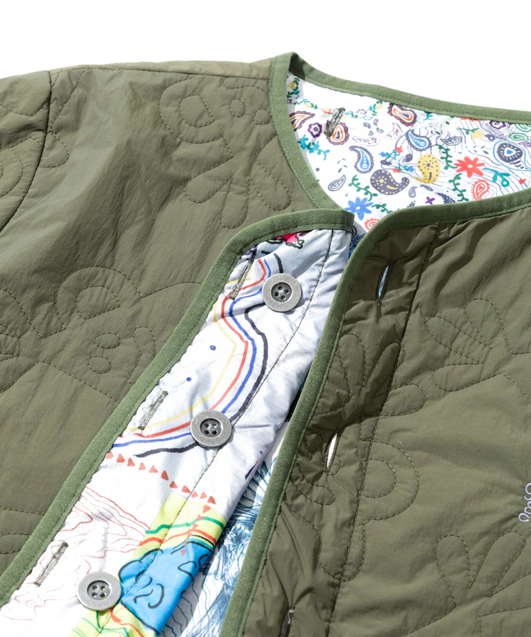 go slow caravan(ゴースローキャラバン) | 無地×総柄リバーシブルパディングカーデ (MENS/WOMENS)