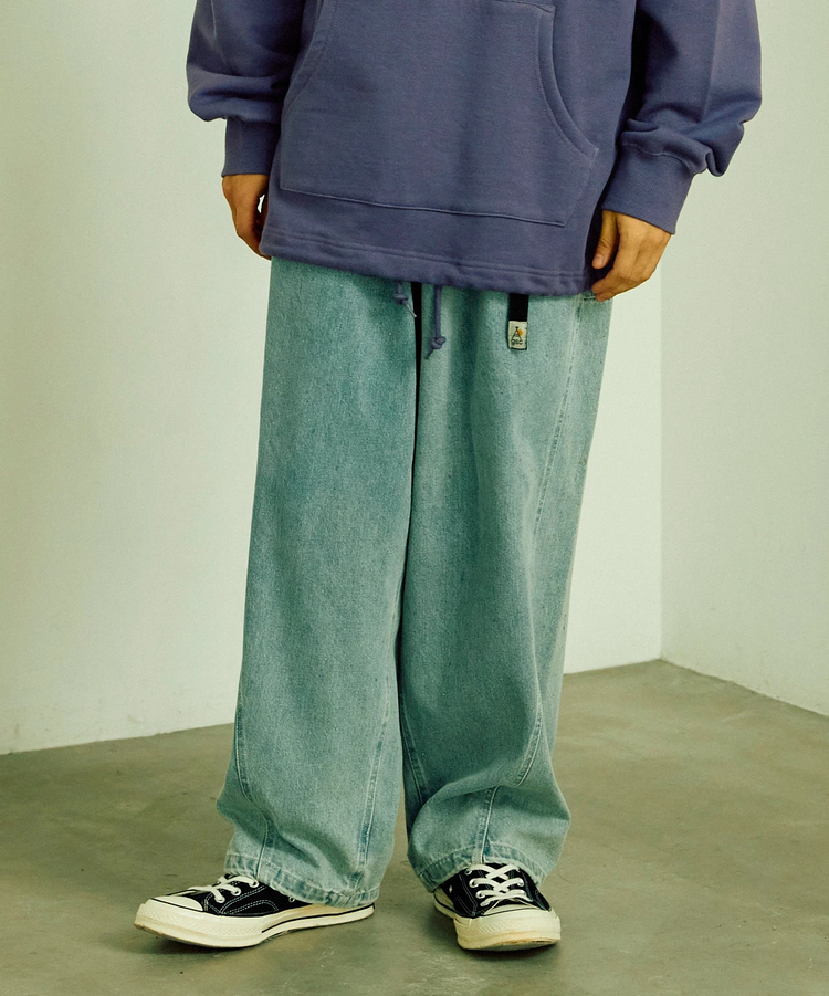go slow caravan(ゴースローキャラバン) |カラーネップデニムカーブパンツ (MENS/WOMENS)