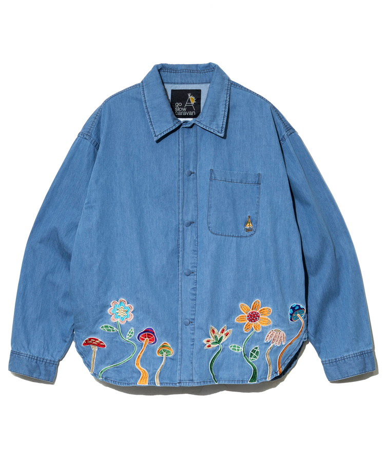 go slow caravan(ゴースローキャラバン) |デニムパネル刺繍シャツJKT (MENS)