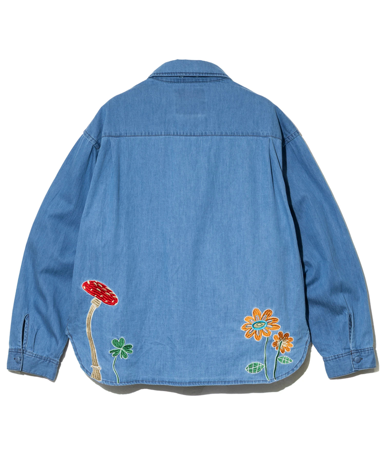 go slow caravan(ゴースローキャラバン) |デニムパネル刺繍シャツJKT (MENS)