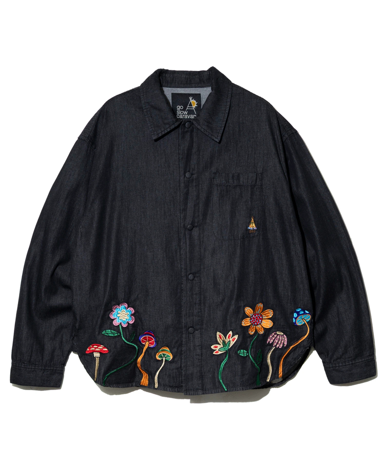 go slow caravan(ゴースローキャラバン) |デニムパネル刺繍シャツJKT (MENS)