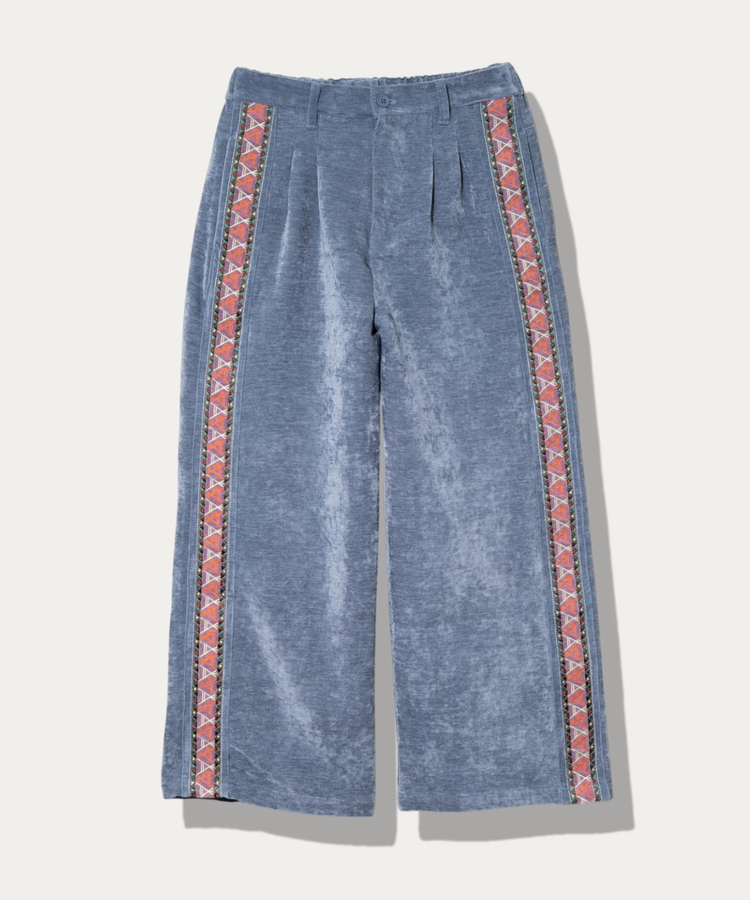 go slow caravan(ゴースローキャラバン) |シェニールサイド刺繍タックパンツ (MENS/WOMENS)