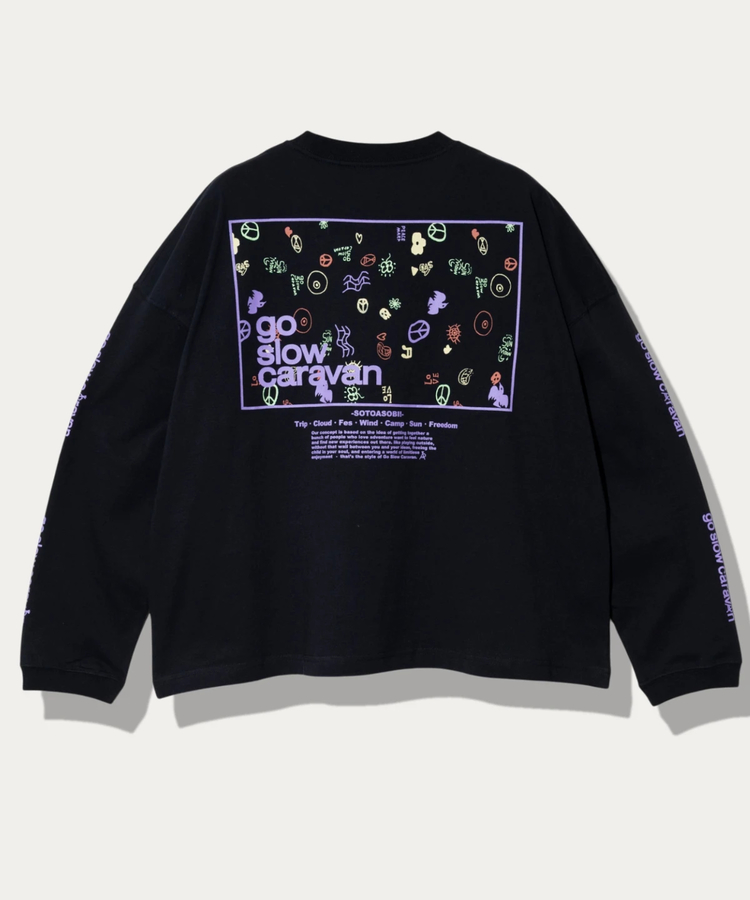 go slow caravan(ゴースローキャラバン) |USA/C スクエアLOGOバックプリントミドル LSTEE (WOMENS)