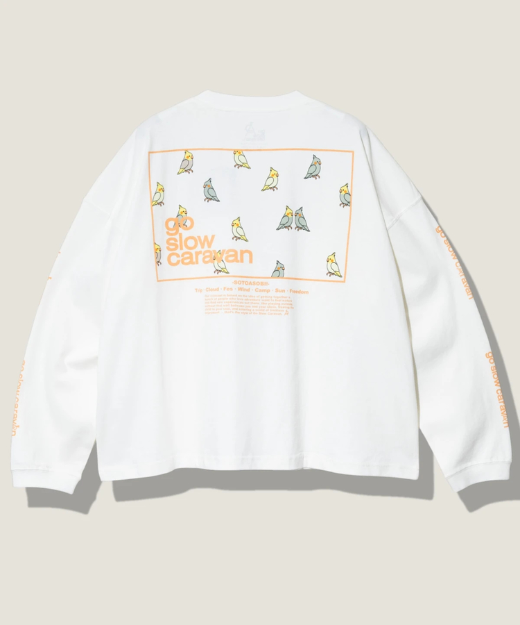 go slow caravan(ゴースローキャラバン) |USA/C スクエアLOGOバックプリントミドル LSTEE (WOMENS)