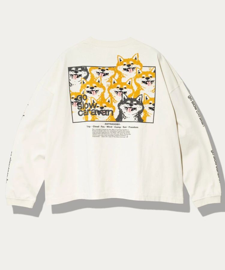 go slow caravan(ゴースローキャラバン) |USA/C スクエアLOGOバックプリントミドル LSTEE (WOMENS)