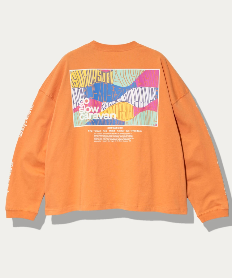 go slow caravan(ゴースローキャラバン) |USA/C スクエアLOGOバックプリントミドル LSTEE (WOMENS)