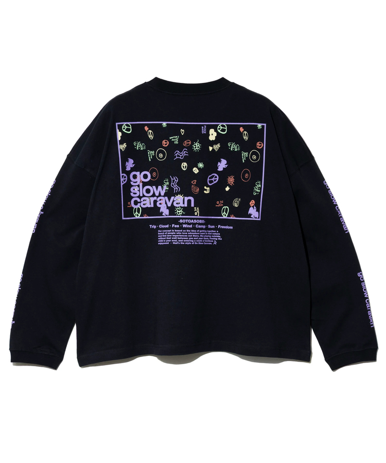 go slow caravan(ゴースローキャラバン) |USA/C スクエアLOGOバックプリントミドル LSTEE (WOMENS)