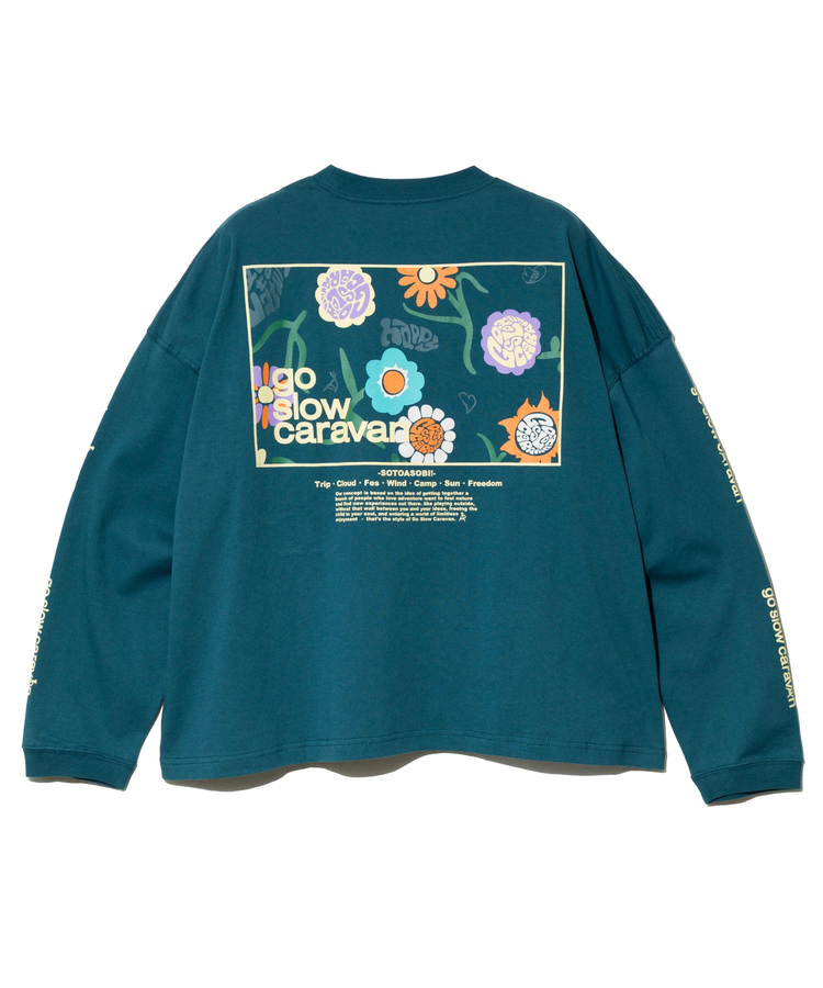 go slow caravan(ゴースローキャラバン) |USA/C スクエアLOGOバックプリントミドル LSTEE (WOMENS)
