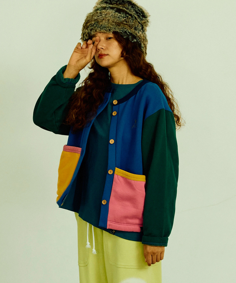 go slow caravan(ゴースローキャラバン) |裏起毛ランダムポケットクルーカーデ (WOMENS)
