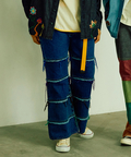go slow caravan(ゴースローキャラバン) |ボーダーデニムゆったりフレアパンツ (MENS/WOMENS)