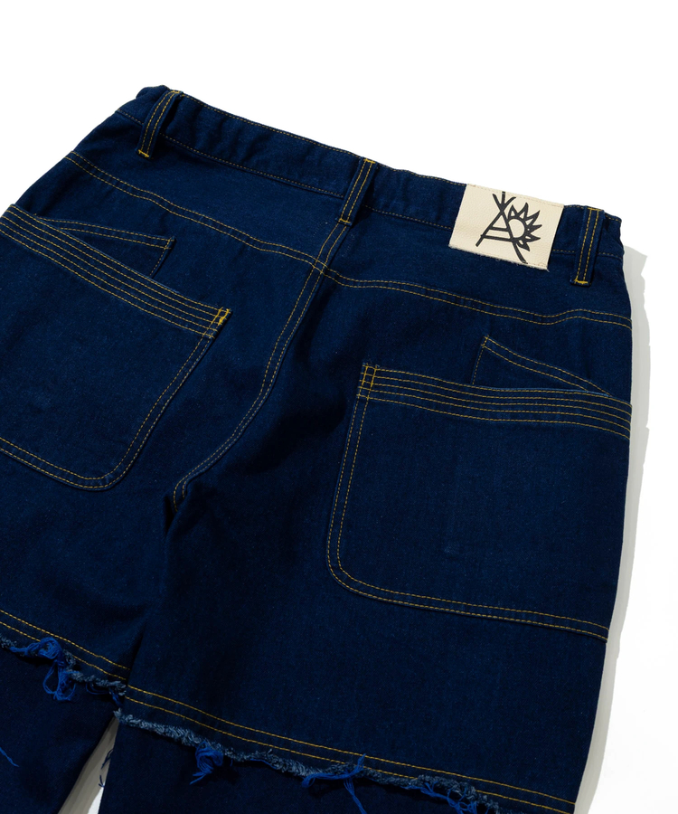 go slow caravan(ゴースローキャラバン) |ボーダーデニムゆったりフレアパンツ (MENS/WOMENS)
