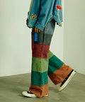 go slow caravan(ゴースローキャラバン) |バックサイドボーダーデニムゆったりフレアパンツ (MENS/WOMENS)