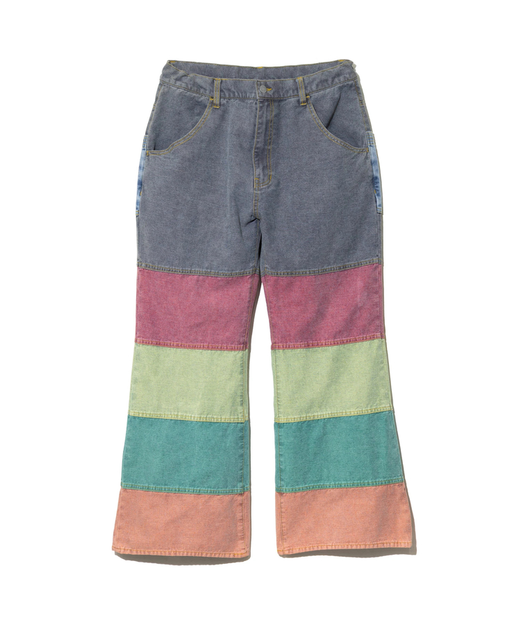 go slow caravan(ゴースローキャラバン) |バックサイドボーダーデニムゆったりフレアパンツ (MENS/WOMENS)