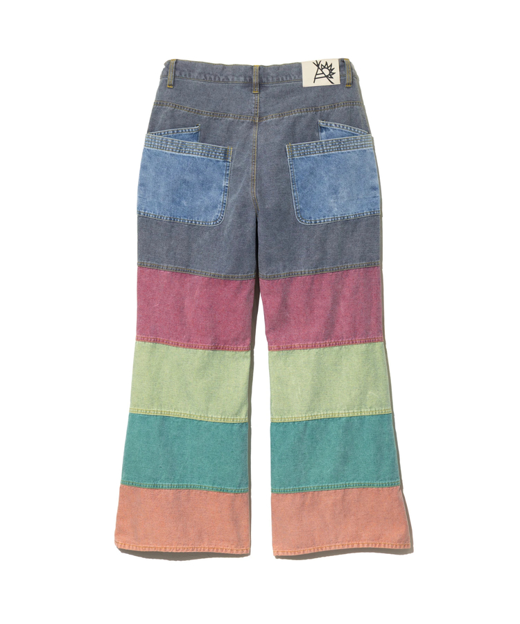 go slow caravan(ゴースローキャラバン) |バックサイドボーダーデニムゆったりフレアパンツ (MENS/WOMENS)