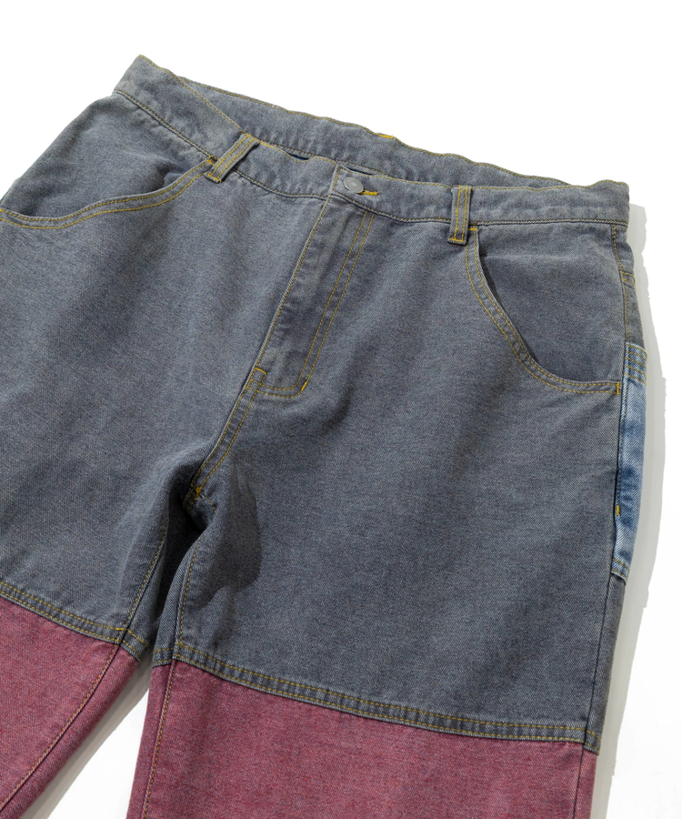 go slow caravan(ゴースローキャラバン) |バックサイドボーダーデニムゆったりフレアパンツ (MENS/WOMENS)