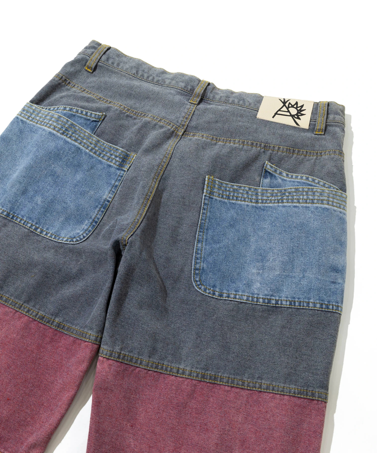 go slow caravan(ゴースローキャラバン) |バックサイドボーダーデニムゆったりフレアパンツ (MENS/WOMENS)