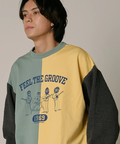 go slow caravan(ゴースローキャラバン) |DUCKSTER/ダックスター 裏毛×ワッフル編みニット 配色切替 クルースウェット (MENS)