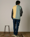 go slow caravan(ゴースローキャラバン) |DUCKSTER/ダックスター 裏毛×ワッフル編みニット 配色切替 クルースウェット (MENS)