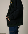 go slow caravan(ゴースローキャラバン) |DUCKSTER/ダックスター 裏毛×ワッフル編みニット 配色切替 刺繍ジップPK (MENS)